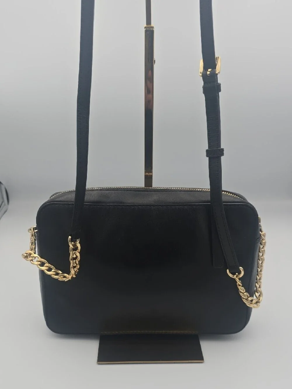 Michael Kors Black Crossbody Bag with Gold Chain Lattice